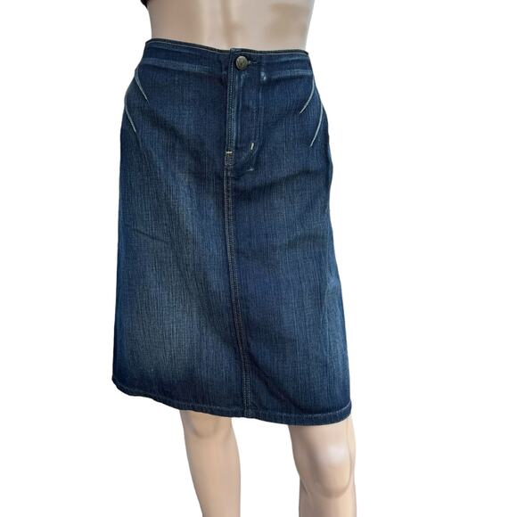 New Citizens of Humanity Women's Dark Wash Godet Knee Length Denim Jean Skirt 30 - Picture 1 of 9